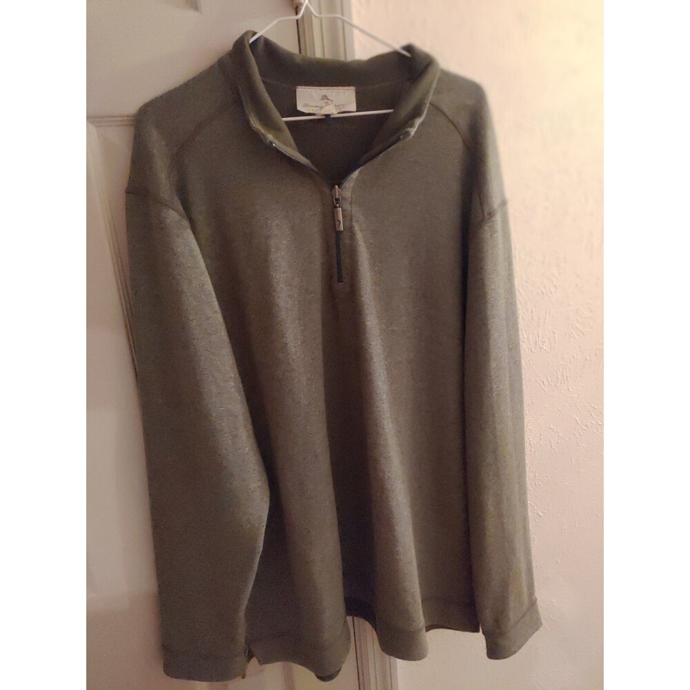 Tommy Bahama 1/4 Zip Sweater 2XL XXL Men's Reversible Grey/Green